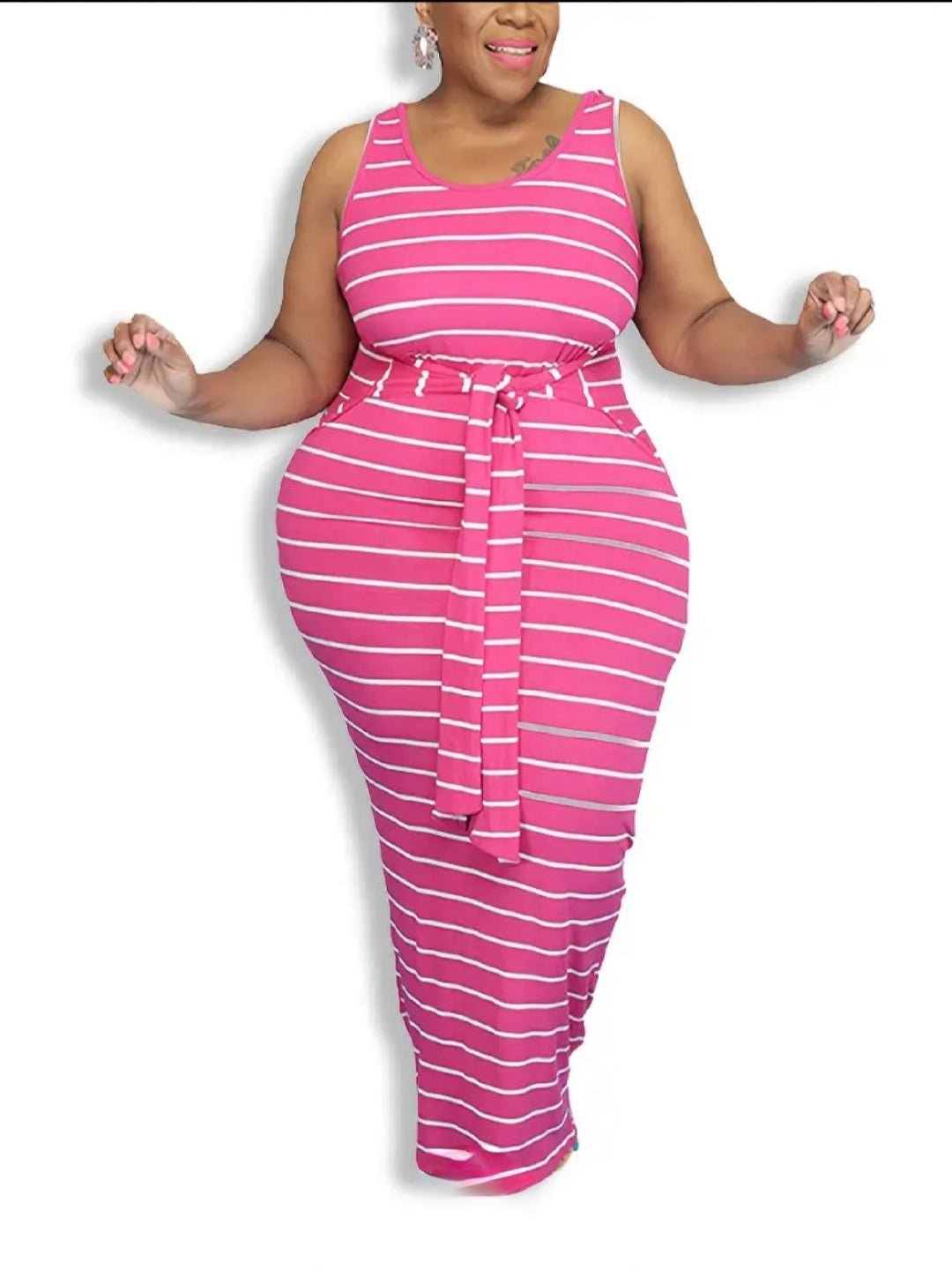 Pink Stripe Sundress Plus