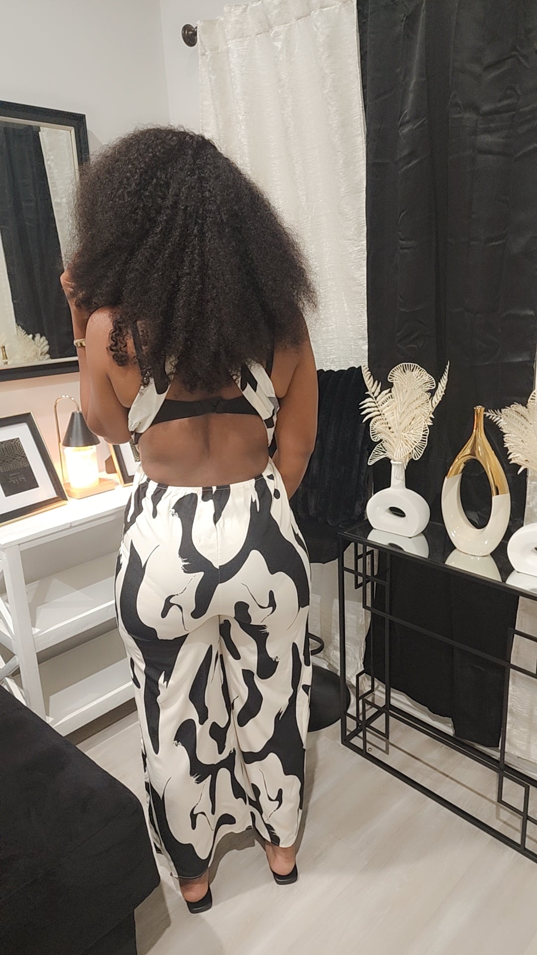Beige and Black Rhomper