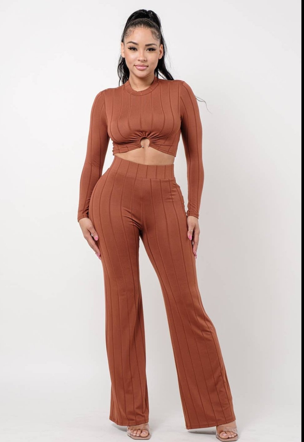 U Ring Mock Neck 2 Piece Set