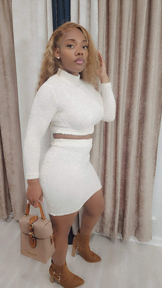 Nude Two Piece Skirt Set