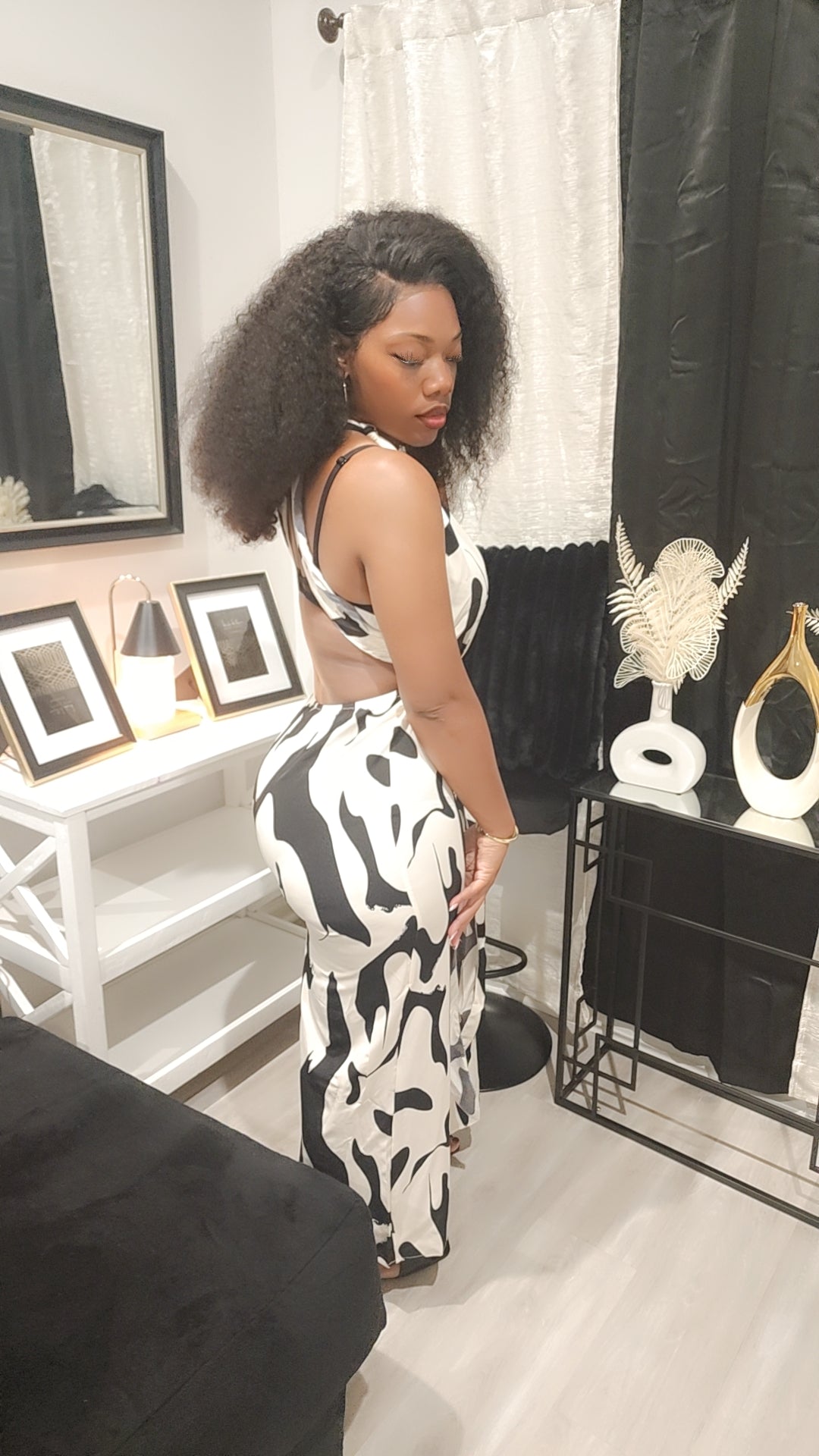 Beige and Black Rhomper