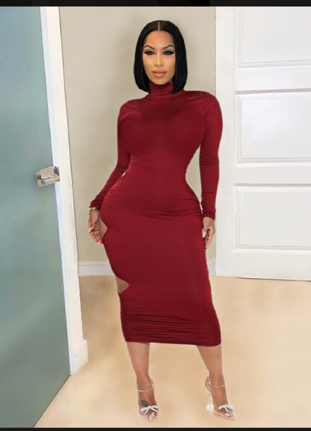 Red Sexy Backless Fitted Dress