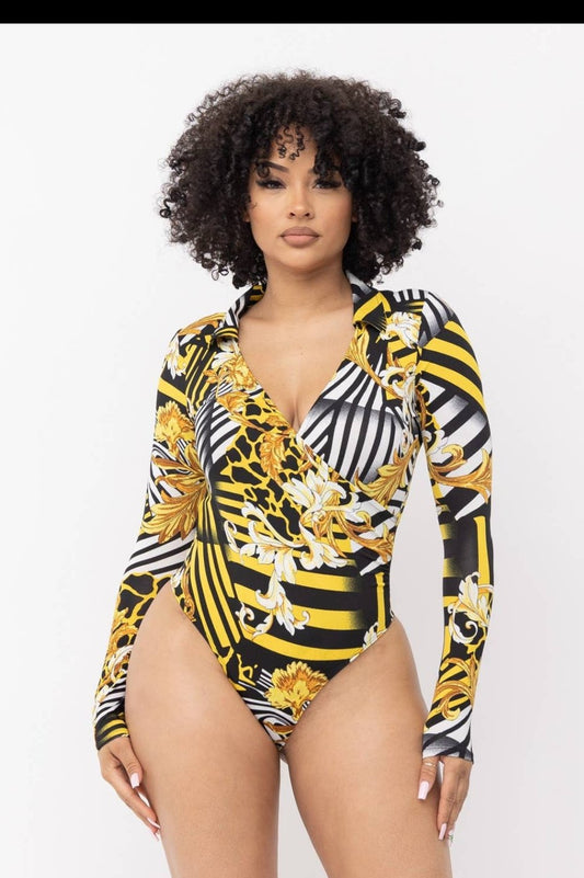 Chain & Animal Print Bodysuit