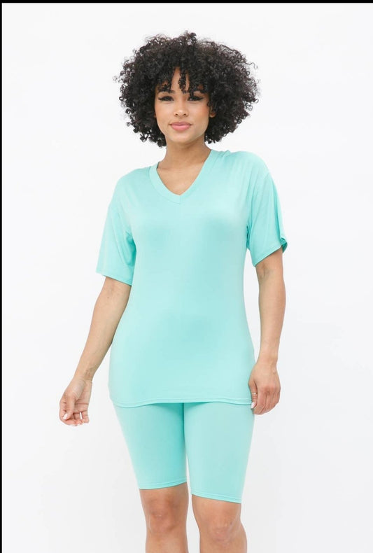 V Neck Biker 2 Piece Set